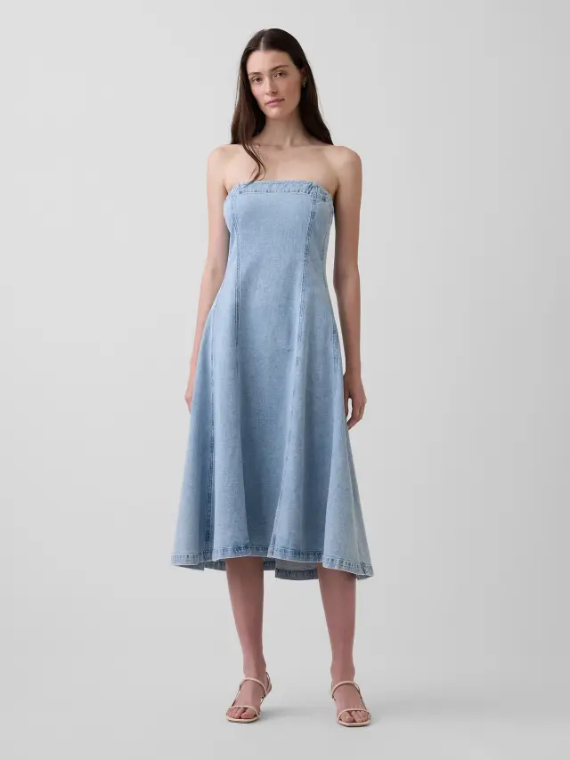 Γυναικείο Τζιν Φόρεμα σε Midi Μήκος Light wash - S