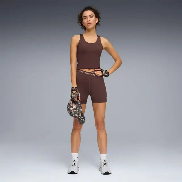 Puma Women's Strong Cross Front High Waist 5inch Tight Shorts Καφέ 528497-13 (Puma) - Small 3