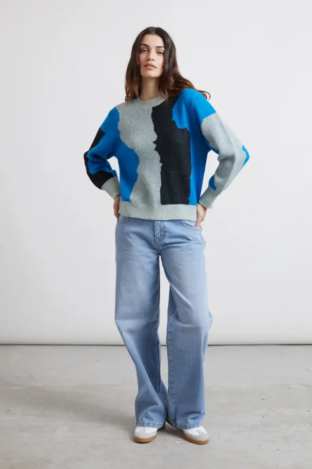 24COLOURS Gradient Sweater Γυναικείο Πουλόβερ Polyester/Wool Loose Fit - Multicolor 41164a - XS 2