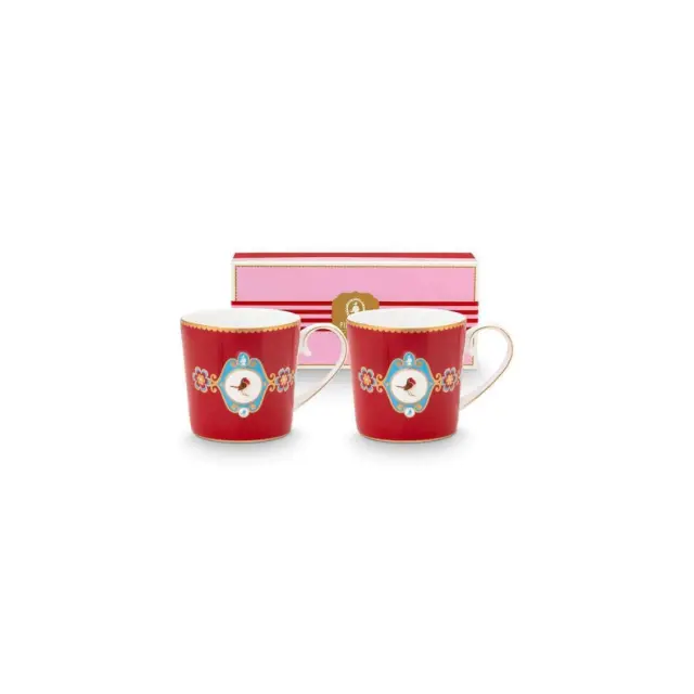 Pip Studio Σετ 2 Πορσελάνινες Κούπες 190ml / Set 2 Mugs in Deluxe Gift Box: Love birds (Red)