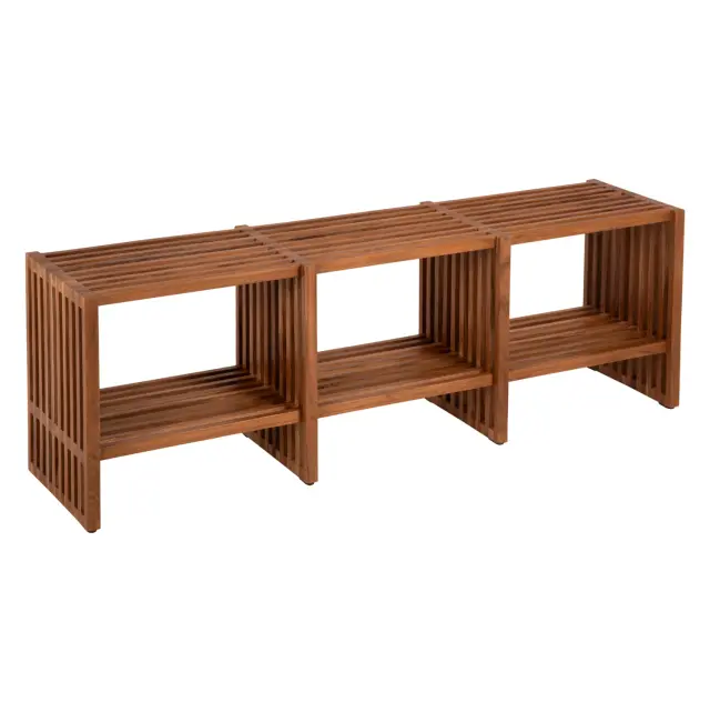 Κονσόλα TV Nya μασίφ ξύλο Teak σε φυσικό χρώμα 130x29,5x46 εκ.
