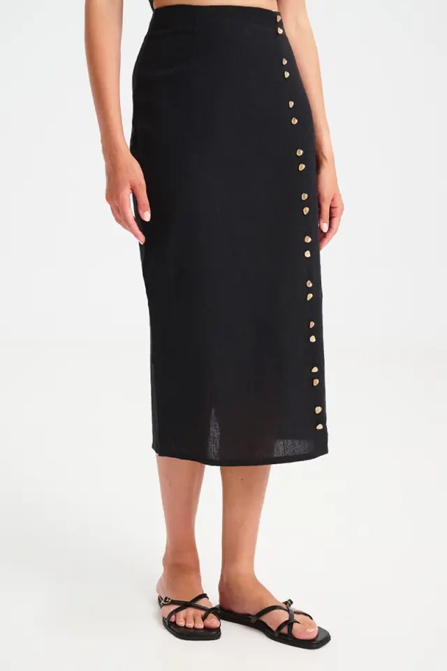 Midi Φούστα με Διακοσμητικά Κουμπιά BERNADA SKIRT - XS 2