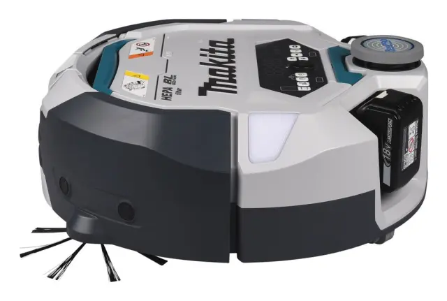 Makita DRC300Z - Ρομποτική ηλεκτρική σκούπα 18V 600 m² με τηλεχειριστήριο, 2 μπαταρίες αλκαλικές AAA, ανταλλακτικές βούρτσες 3