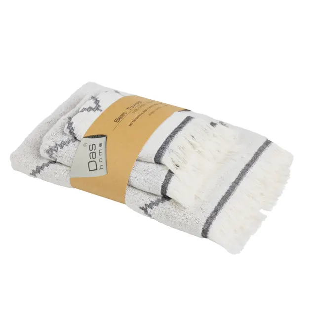Σετ 3Τεμ Πετσέτες 30x50-50x90-70x140 450gsm Das Home Soft Best 0873 Black 100% βαμβακερό 2