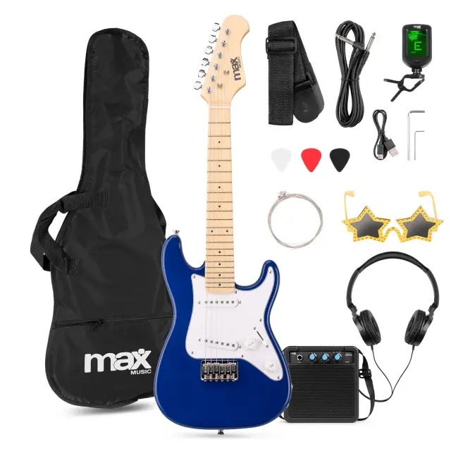 MAX GIGKIT JUNIOR ΠΑΚΕΤΟ ΠΑΙΔΙΚΗΣ ΗΛΕΚΤΡΙΚΗΣ ΚΙΘΑΡΑΣ 1/4 ΜΠΛΕ