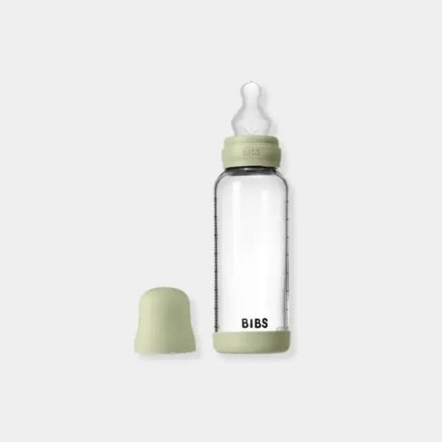 BIBS Γυάλινο Μπιμπερό 240ml Με Θηλή Σιλικόνης Sage