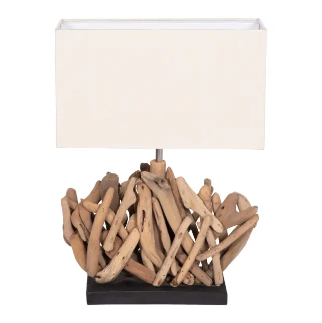 Επιτραπέζιο ορθογώνιο φωτιστικό Twiggy Driftwood & λευκό καπέλο 35.5x15x47 εκ. 3