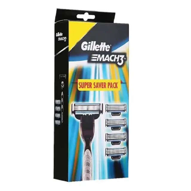 Gillette Mach 3 Super Saver Pack Ξυριστικήή Μηχανή & 4 Ανταλλακτικές Κεφαλές