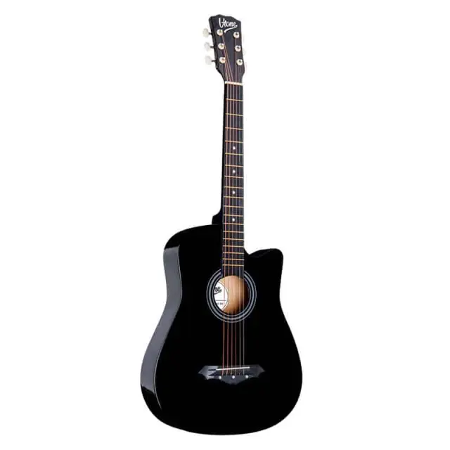 V-TONE AG ONE BK acoustic guitar 4/4 black to learn for beginners picks strap spare strings cover chords set 3