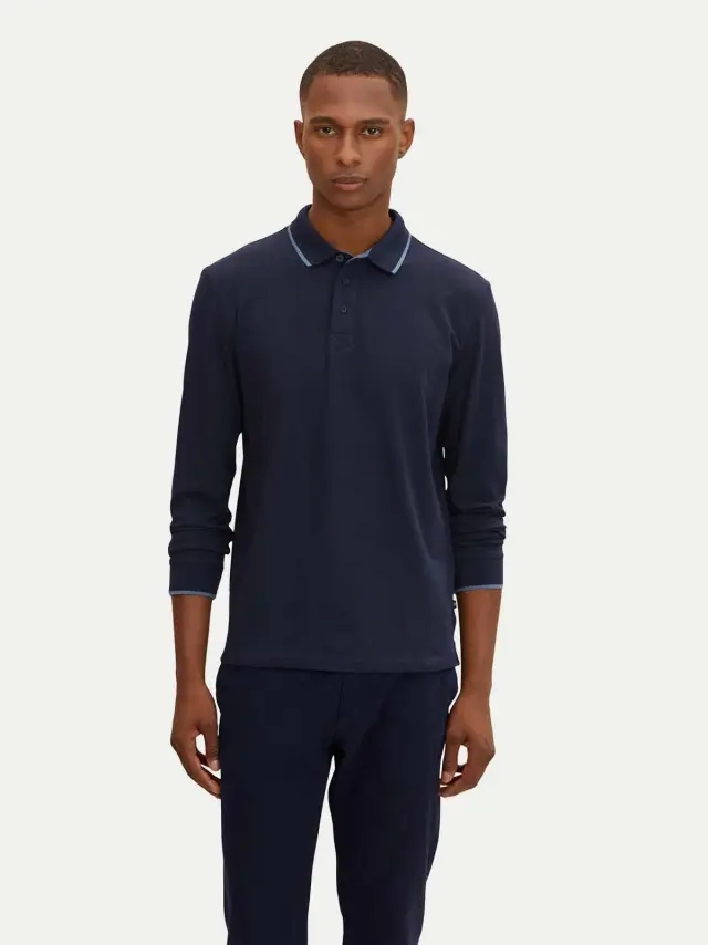 TOM TAILOR BASIC LONGSLEEVE POLOSHIR ΜΑΚΡΥΜΑΝΙΚΗ ΜΠΛΟΥΖΑ ΑΝΔΡΙΚΗ NAVY BLUE