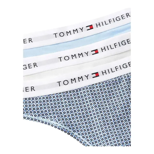 Tommy Hilfiger Γυναικείο String Logo Waistband Stretch Cotton Thongs - Τριπλό Πακέτο, Χρώμα Γαλάζιο-Φλοράλ-Ιβουάρ - L 3
