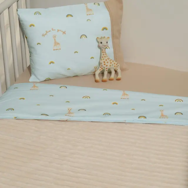 Minky ΝEW Κοτλέ Κουβέρτα Λίκνου Διπλής Όψης 75x95 Des.504 SOPHIE LA GIRAFE