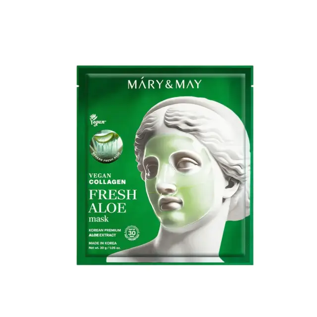 Mary&May Vegan Collagen Fresh Aloe Mask Ενυδατική Μάσκα Προσώπου, 30gr