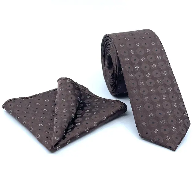 Γραβάτα Microfiber σε Μαύρο Μοτίβο Σετ με Μαντηλάκι