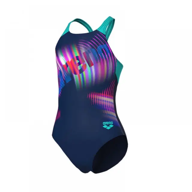Arena Girl's Lit Logo V Back Swimsuit Μπλε Σκούρο 010690-780 (Arena) - 12 Years 2