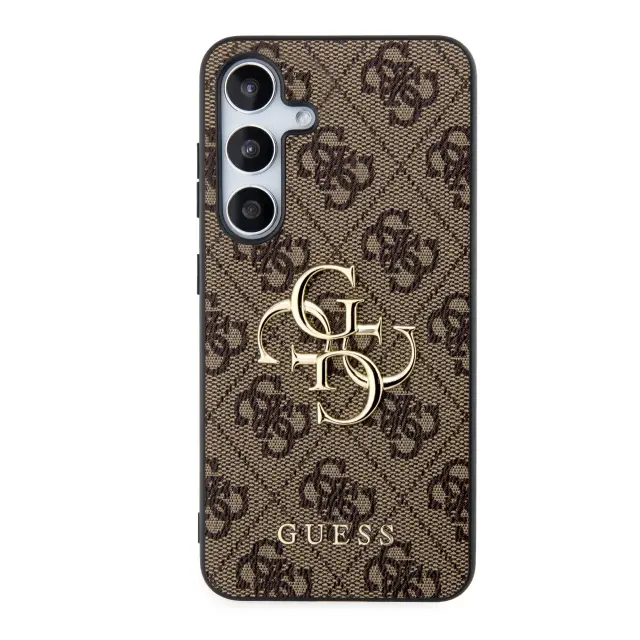 Guess PU 4G Metal Logo Case for Samsung Galaxy S24 Brown 3