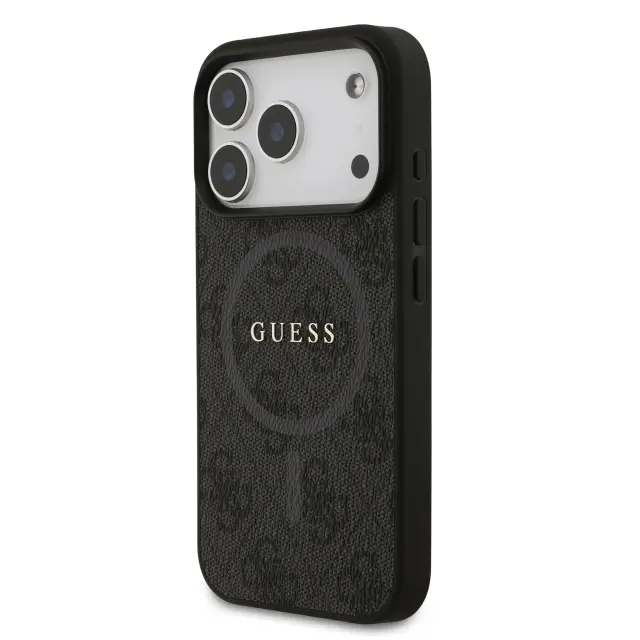 Guess PU Leather 4G Colored Ring MagSafe Case for iPhone 17 Pro Black 2