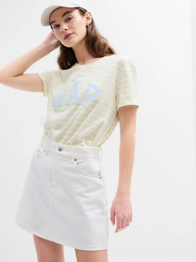 Κίτρινη Gap Arch Logo Ριγέ Μπλούζα YELLOW STRIPE - XS