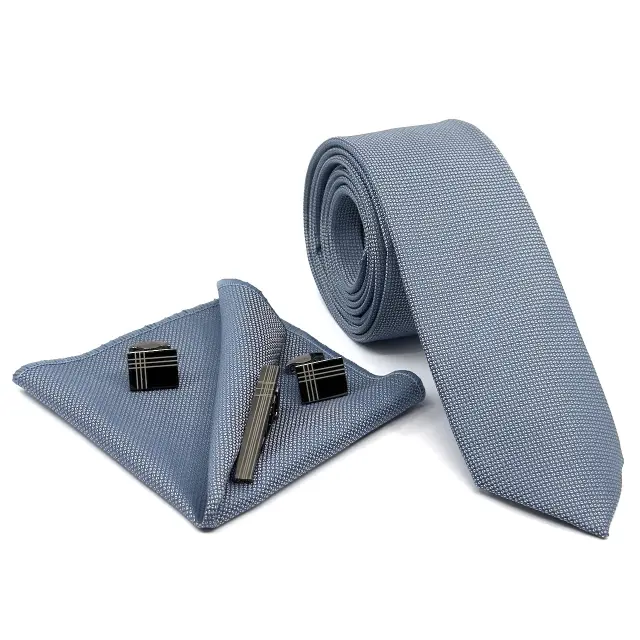 Μπλε Ραφ Γραβάτα Oxford 6,5 cm με Ασορτί Μαντήλι