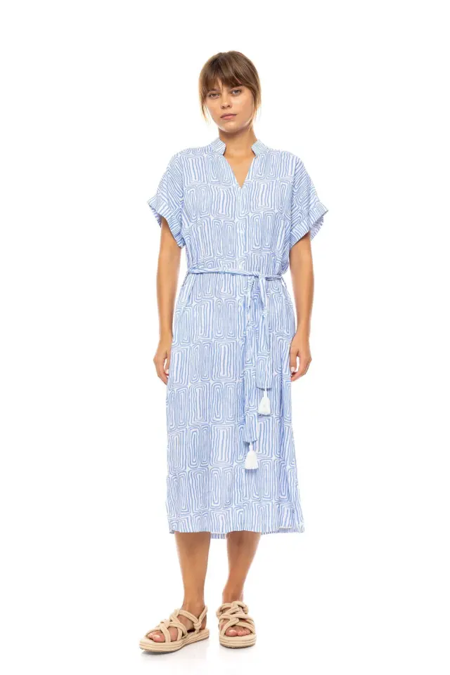 Beachwear B554 Midi Ice Blue Geo Pink Label 2