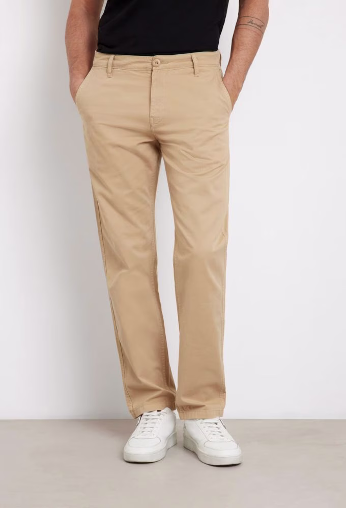 Guess Ανδρικό Παντελόνι Slim Μπεζ με Κανονική Μέση Μπεζ