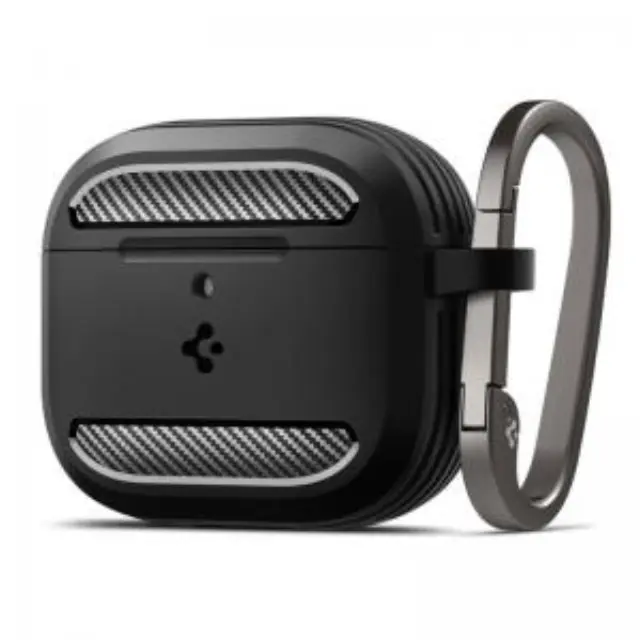 Θήκη Σιλικόνης Spigen Apple AirPods 5/ 4 με Γάντζο Rugged Armor Μαύρο N69130 2