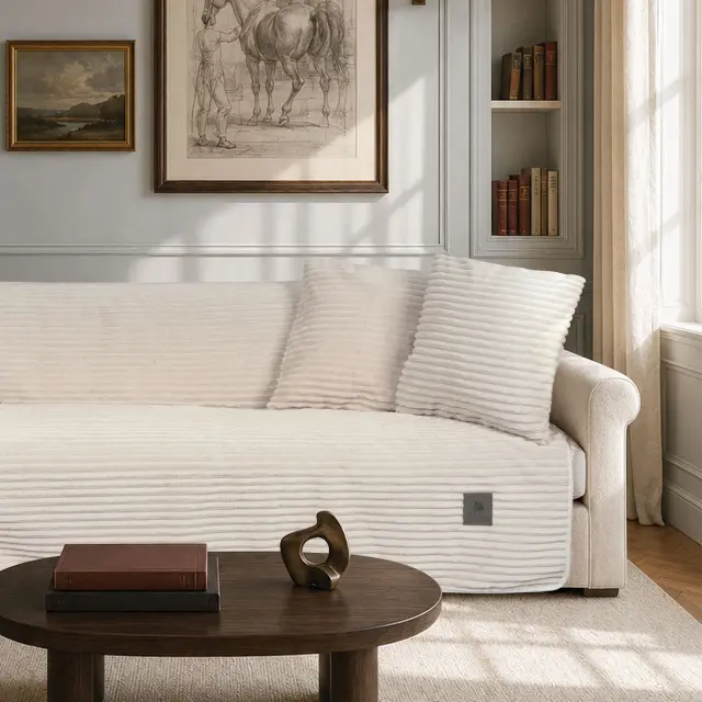 Ριχτάρι Τριθέσιο 180x300 Flannel Essential Greenwich Polo Club 3995 Ivory 100% Πολυέστερ