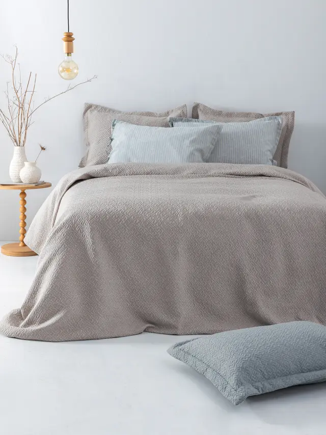 Κουβέρτα 170x260 Μονή Ματλασέ 300gsm Palamaiki Zoe 40% Βαμβάκι-60% Πολυέστερ- Beige