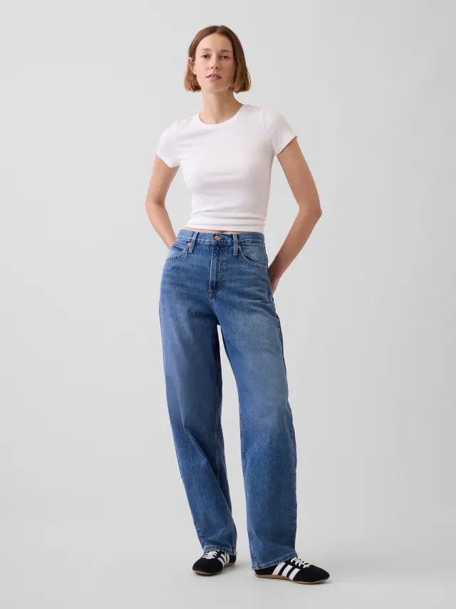 Ψηλόμεσο Barrel Τζιν Παντελόνι Medium wash