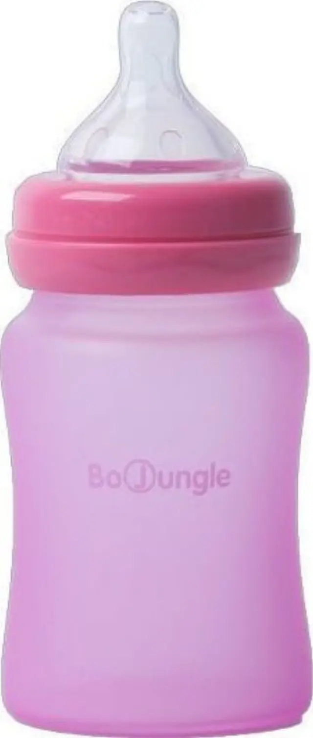 Bo Jungle Thermo Bottle Γυάλινο μπιμπερό 150ml με θηλή σιλικόνης 0+ Pink B595010