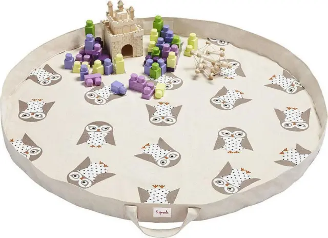 3 Sprouts Στρώμα παιχνιδιού και Τσάντα 2 σε 1 Owl White - 0812895000542 - 0213-IPMOWL