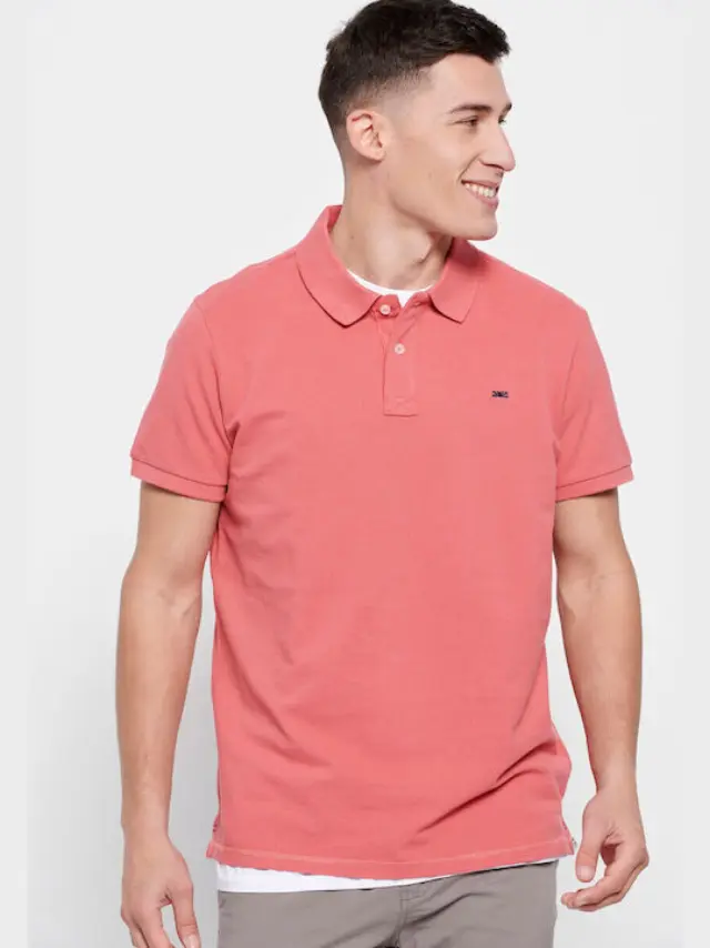 Funky Buddha Men's Polo Fuchsia Pink FBM007-001-11 - S