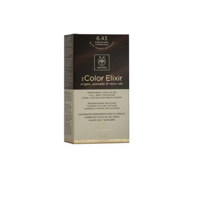 Apivita My Color Elixir Μόνιμη Βαφή Μαλλιών No 6.43 Ξανθό Σκούρο Χάλκινο Μελί, 1 τεμάχιο