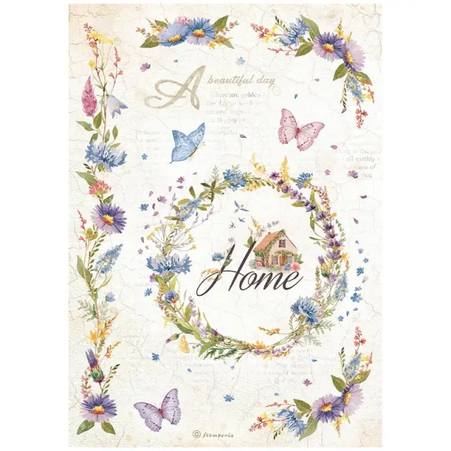 Ριζόχαρτο Stamperia 21x29cm, Create Happiness - Welcome Home, Garland