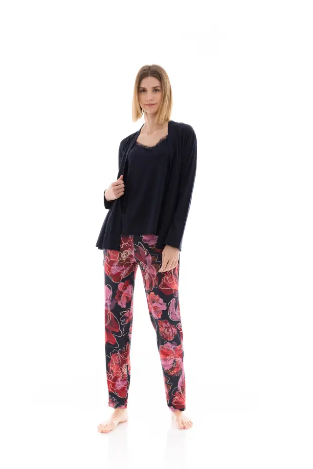 W1371 - Type - PYJAMA 3PCS MAGENTA FLOWER - XXL 2