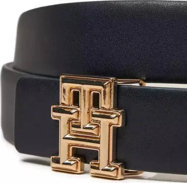 Tommy Hilfiger Γυναικεία Μεσαία Ζώνη TH Monogram Reversible Δέρμα Navy Μπλε/Γκρι 85cm 3