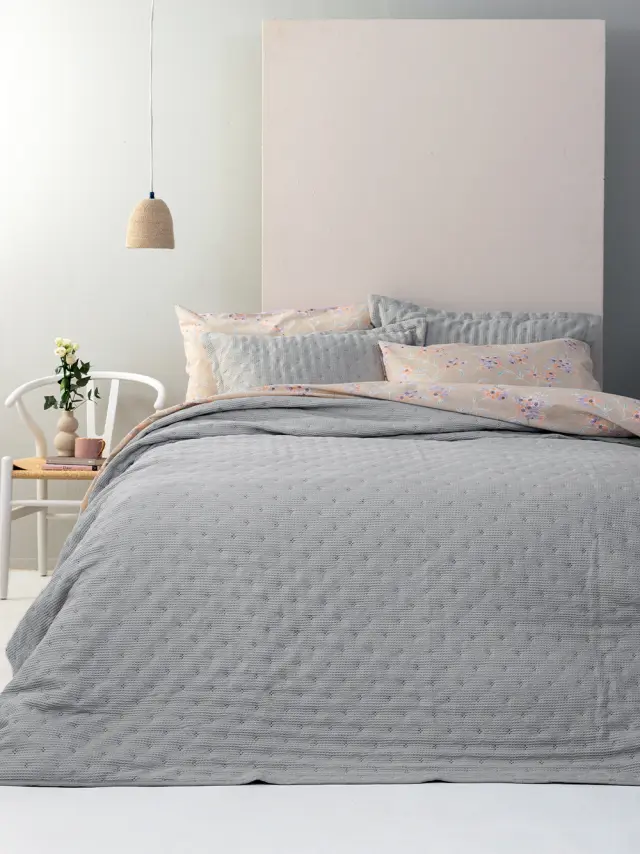 Κουβερλί 160x240 Μονό 100gsm Palamaiki Alison 100% Πολυέστερ- Grey