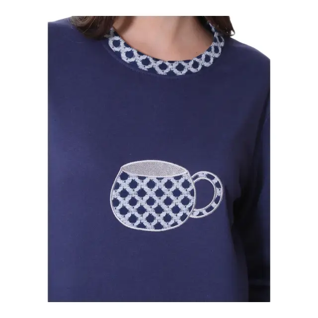 Lydia Creations Γυναικεία Πυτζάμα Teacup, Χρώμα Σκούρο Μπλε 3