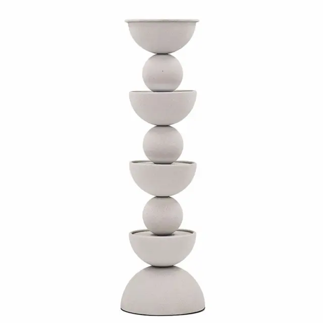 Κηροπήγιο μεταλλικό Sandy White 12,5x12,5x43cm Zaros 26320 HT683