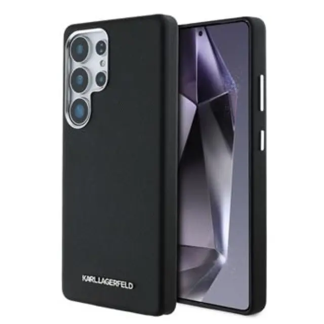 Karl Lagerfeld PU Saffiano Metal Logo and Frame Case for Samsung Galaxy S25 Ultra Black