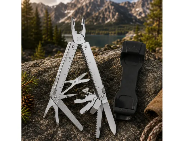 Ελβετικό Πολυεργαλείο Victorinox Swiss Tool X με εξάρτημα ζώνης, 26 λειτουργίες και μήκος 11.5cm - Silver 3.0327.H