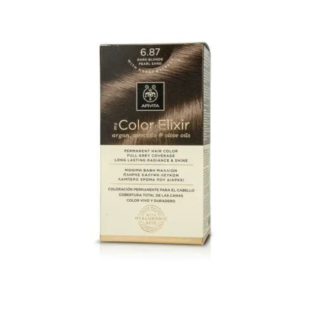 Apivita My Color Elixir Μόνιμη Βαφή Μαλλιών No 6.87 Ξανθό Σκούρο Περλέ Μπεζ, 1 τεμάχιο