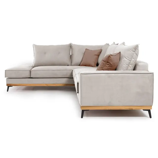 Γωνιακός καναπές δεξιά γωνία Luxury II pakoworld ύφασμα cream-mocha 290x235x95εκ 3