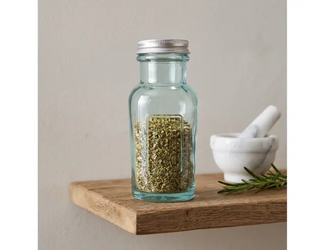 Δοχείο με καπάκι Glass Drops Storage (5784) Aπό 100% ανακυκλωμένο γυαλί, Xωρητικότητας 90ml, Διαστάσεων Ø 5 x Υ 11 cm 5784