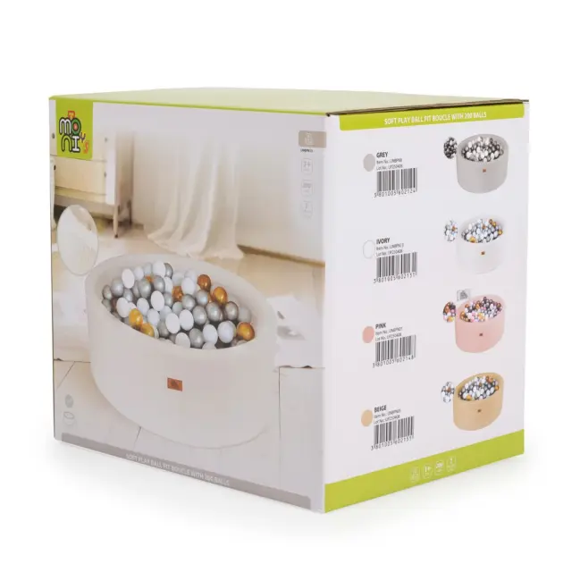 Moni Toys Boucle Soft Ball Pit Παιδική Πισίνα με 200 Μπάλες Grey 12+ Μηνών 3