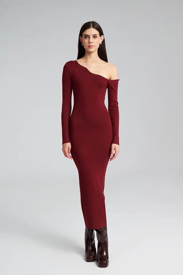 Πλεκτό Φόρεμα με Έναν Ώμο JERRIN KNITTED DRESS