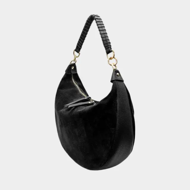 Suede Δερμάτινη Τσάντα Ώμου Cherry Paris Nadine 4165 Μαύρο - ONESIZE 3