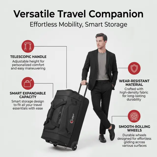 Τροχοτσάντα Ταξιδιού Cardinal 65cm 73L 8507 μαύρο - Medium 2