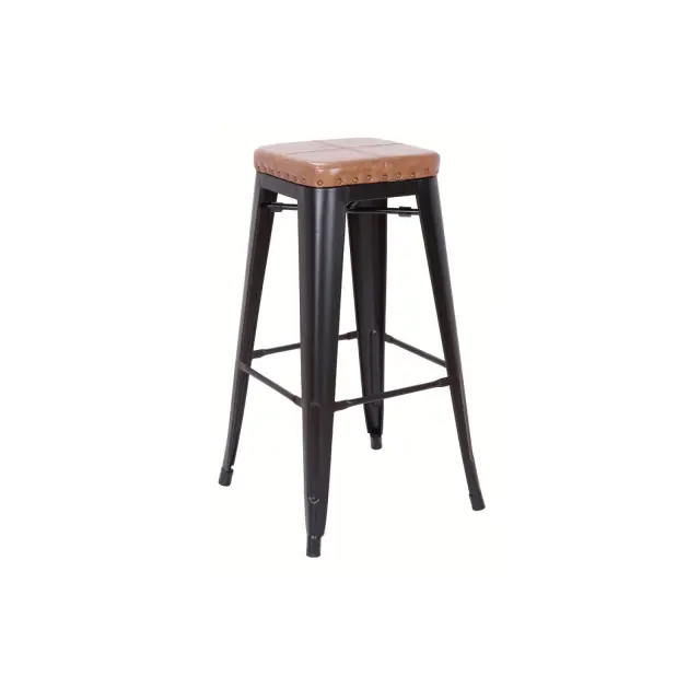 Σκαμπώ Bar RELIX Μέταλλο/PU Μαύρο 43x43x78cm