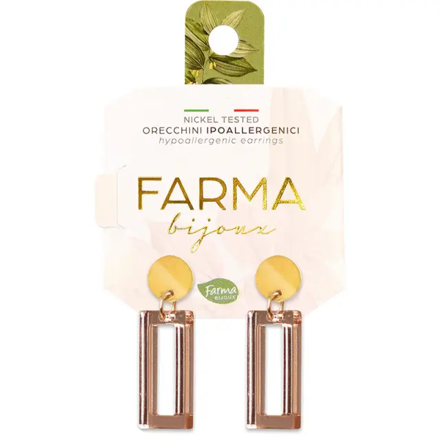 Farma Bijoux Υποαλλεργικά Σκουλαρίκια Κρεμαστά Πλαίσια Ροζ Χρυσό 27mm (PLC70)